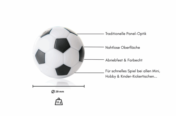 Kickerball-10er Set | TRADITION, weiss-schwarz, Ø 29mm – Bild 2